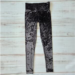 PINK Victoria's Secret Black Crushed Velvet Yoga Leggings sz XS